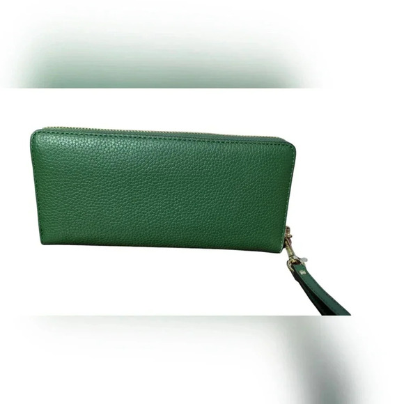 NWT Michael Kors Jet Set Large Continental Zip Around Wallet Wristlet Fern Green - Picture 3 of 6